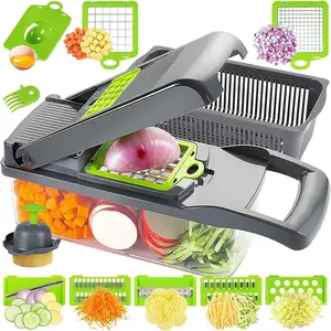 Vegetable Chopper, Pro Onion Chopper, Multifunctional 13 in 1 Food Chopper, Kitchen Vegetable Slicer Dicer Cutter,Veggie Chopper With 8 Blades,Carrot and Garlic Chopper With Container