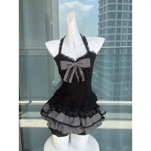 Japanese Preppy Style Women 3 Piece Sets Sweet Lace Patchwork Bow Tops Y2k Plaid Mini Skirt Suit Harajuku Female Kawaii Outfits