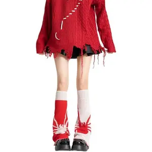 Girls Kawaii Leg Warmers Knitted Flared Leg Sleeves Goth Crochet Baggy Cuff Ankle Heap Socks