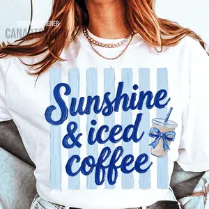 Sunshine & Iced Coffee Tee Coquette Shirt, Summer Vibes T-Shirt, gift for her, him, Womenswear Top, Unisex Graphic Top Streetwear