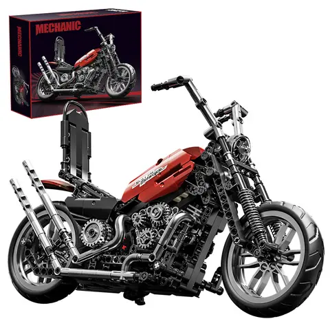 Hegoai Adult Classic Retro Motor Building Blocks Kit - 650-Piece Interlocking Bricks, Beginner Friendly DIY 3D Model Buildable Set for STEM, 8-10 Years Collectible Gifts for Retro Bike Enthusiasts