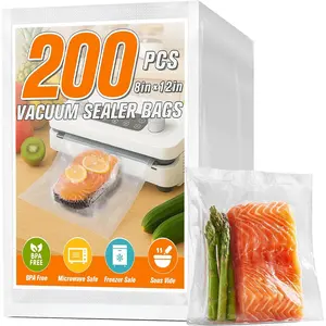 Precut Vacuum Sealer Bags for , 200 Quart 8" x 12",  Long-Term Storage and Sous Vide Commercial-Grade Bag,  for Microwave, Boiling,Sous Vide, Refrigerator