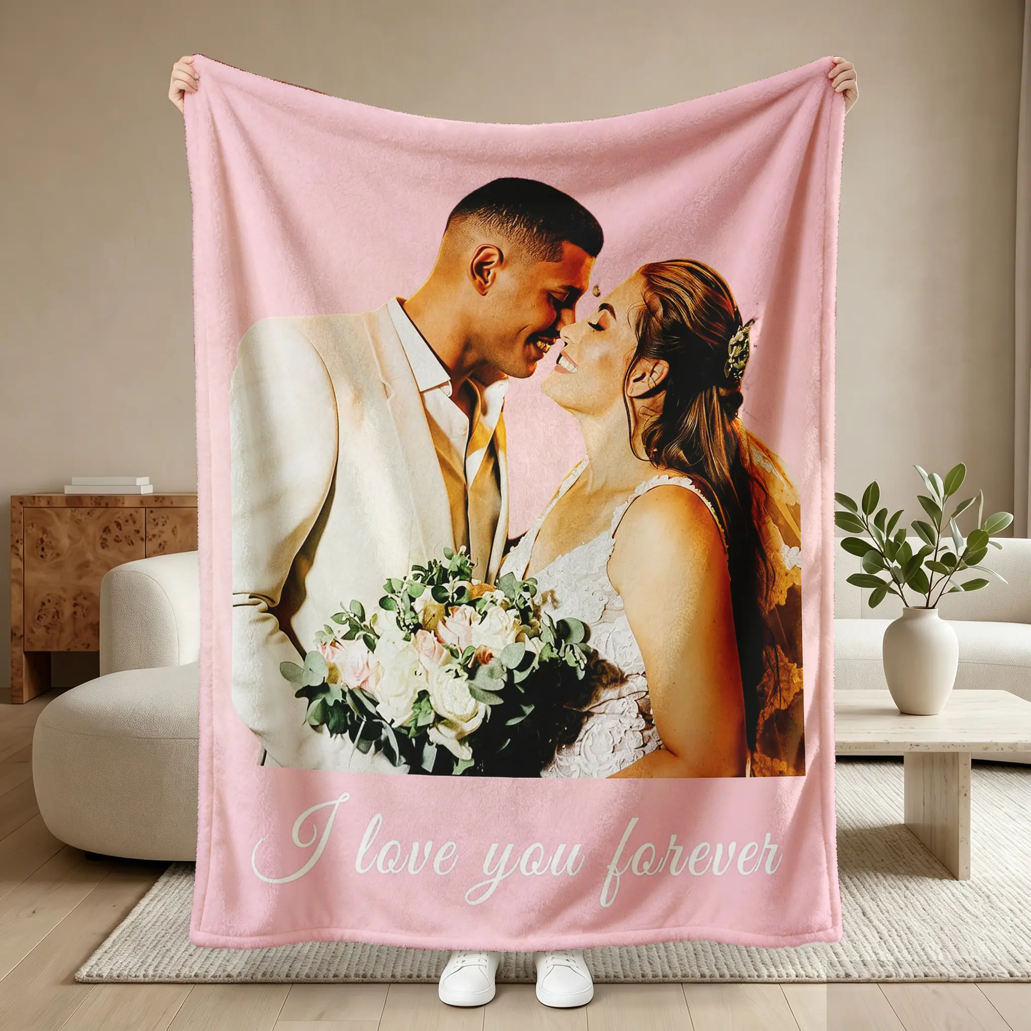 BARLEY ONE Click “Shop Chat”, Send Photos, Custom Photo Couples Blankets, These Personalized Couples Photo Blankets are Made of Soft Flannel, Perfect for Weddings, Mother's Day, Valentine's Day, Birthday Gift, Meaningful Mother's Day
