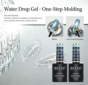 Beyad 3D Water Drop Non-Wipe Top Coat, Soak-Off UV LED Gloss Gel Polish for DIY Bubble Nail Manicure