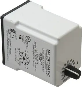 Macromatic 8 Pin, Multiple Range DPDT Time Delay Relay 10 Contact Amp, 120 VAC/VDC, Knob TR-50222-08
