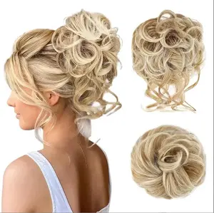 Messy Bun Hair Piece for Women - 1PCS/2PCS Synthetic Hair Pieces with Tousled Updo Hair Buns & Wavy Curly Texture Scrunchies Chignon Ponytail  - Easy to Wear & Versatile for Daily Use Hair Weave