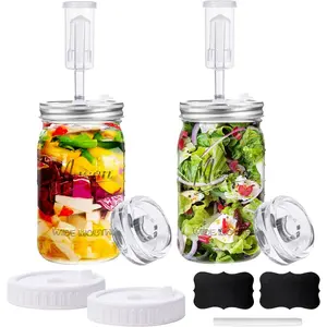 32 oz Fermentation Jar 2 Pack Fermentation Kit with Fermenting Weights and Airlocks, Pickle Jar for Fermenting, Pickling, Canning, Mead Making