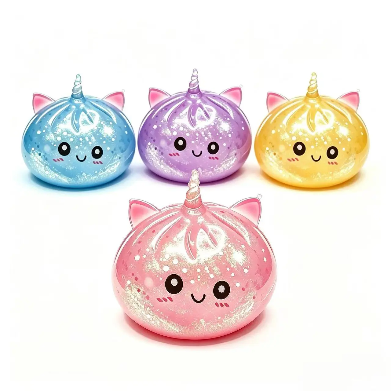 KIDGENIUS Shimmery Unicorn Steamed Bun Squishy Fidget Toy | Elastic Gel Sensory Squeeze Toy | Stress & Anxiety Relief Office Desk Toy for Adults