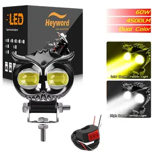 Heyword Portable LED Motorcycle Auxiliary Light, LED Front Lights, Dual Voltage 12V-80v, & Colors, Hard-Wired for Off-Road Vehicles
