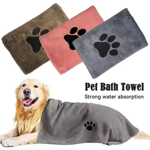 Super Soft Absorbent Pet Bath Towel, Embroidered Design for Cats & Dogs, 35x75cm/50x100cm Microfiber Care Supplies