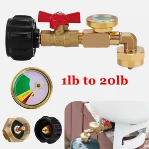 1Lb To 20Lb Tank Propane Refill Adapter With Gauge And ON-Off Control Valve