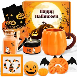 Basket Stuffers for Women, 8PCS Boo Basket Gift Ideas with Pumpkin Mug Halloween Socks and Self SPA Gift for Teen, Adults, Women Boo Relaxing Sap Gifts