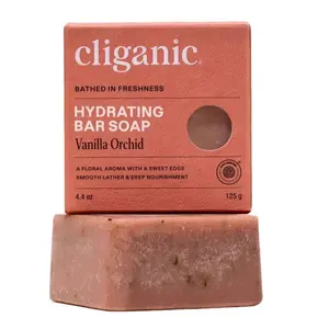 Cliganic Hydrating Bar Soap - Vanilla Orchid - Cleanses, Hydrates & Nourishes, Leaves Skin Soft, Helps Support Skin’s Moisture Barrier, Vegan, Cruelty-Free, Contains 98% Naturally Derived Ingredients