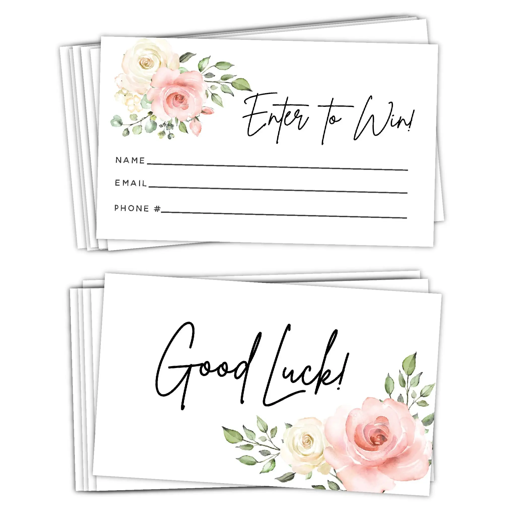 Your Main Event Prints 100 Pcs Charming Pink Floral Watercolor Raffle Tickets, 3.5x2 in Paper Party Supplies for Large Events, with Essential Contact Info Space for Raffles & Ballot Boxes, Digital Print Party Supplies, All Over Print Party Supplies