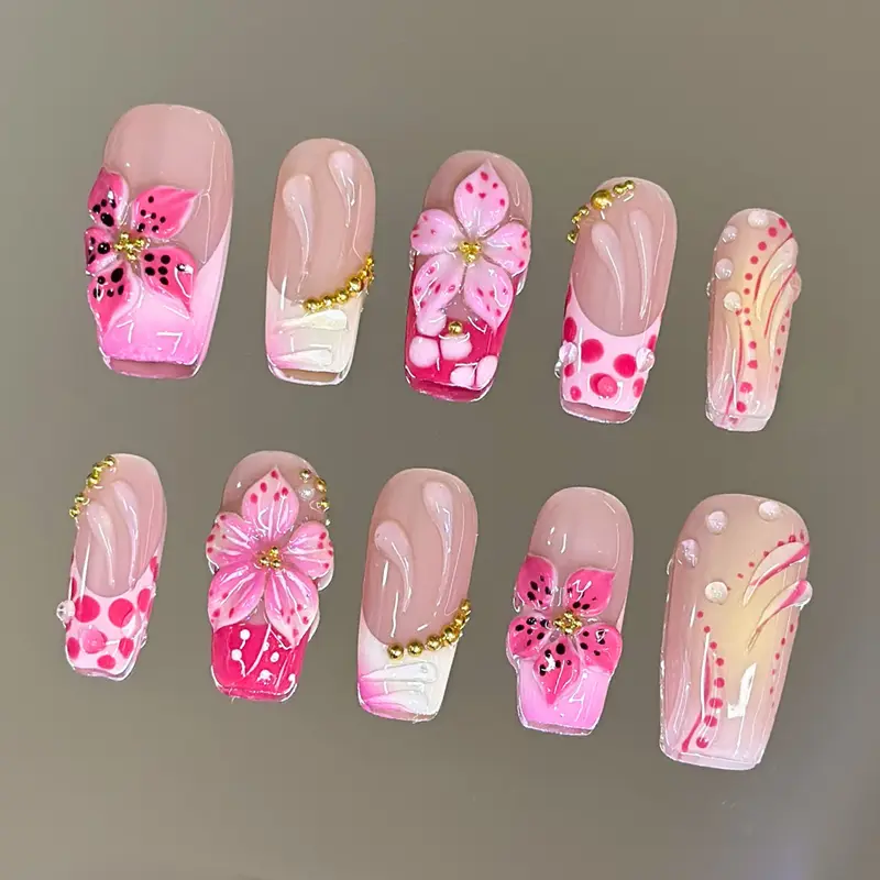 NailVesta DREAMY SAKURA – 100% Handcrafted 3D Press-On Nails | Reusable, Long-Lasting, Salon-Quality black lace nail art nail art Handmade Press Ons Handmade Press Ons Handmade Press Ons Handmade Press Ons Nail Art Designs Handmade Press Ons