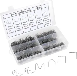 1200 count Plastic Welding Staples, 6 Sizes 0.6mm 0.8mm Big Wave Plastic Welder Staples, Stainless Steel Hot Staple for  Bumper Repair, Bumper Welding Rods Repair Kit (1200PCS)