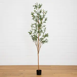 7' Artificial Olive Tree with Natural Trunk