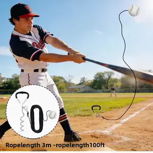Ball-free baseball and softball hitting training swing trainer with rope rebound elastic fixed tensioner tool