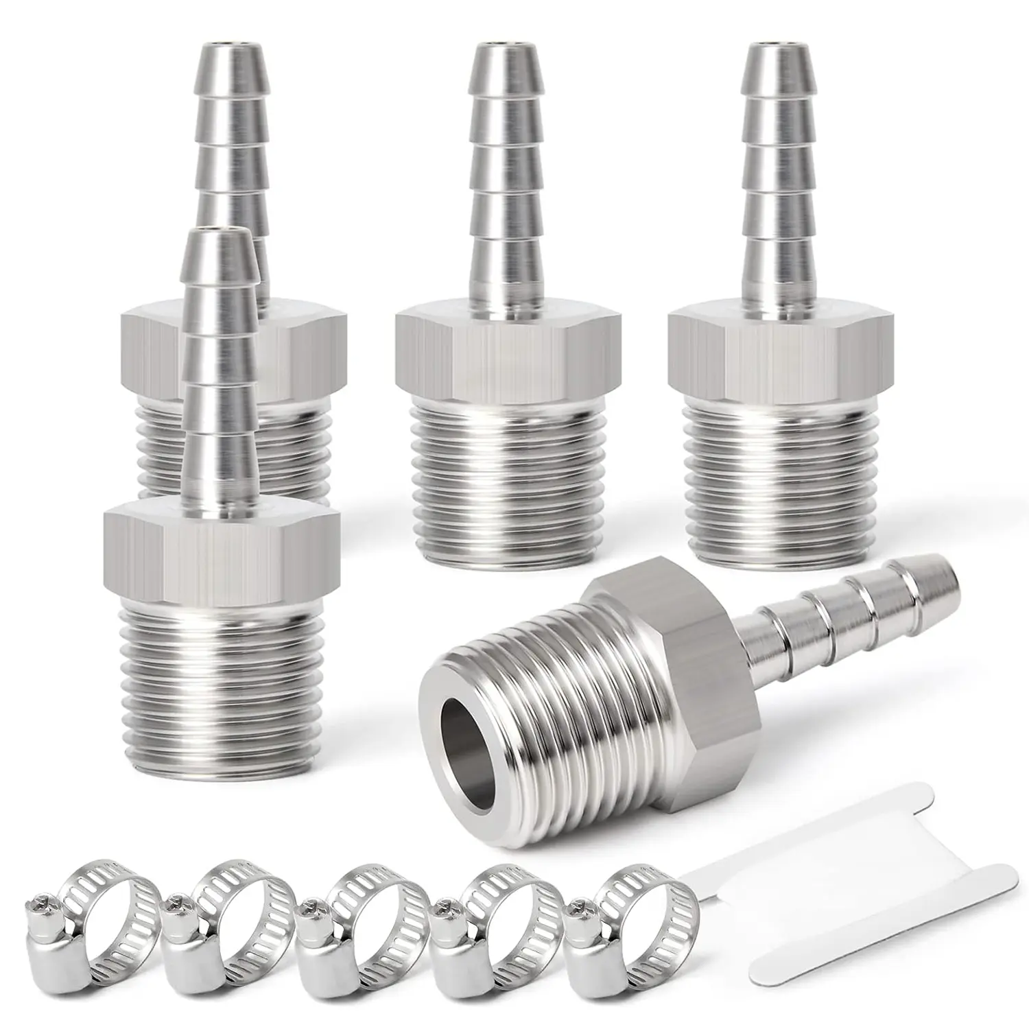 TAISHER Forging of 304 Stainless Steel of Air Hose Fittings, Hose Barb Fittings with Hose Clamp
