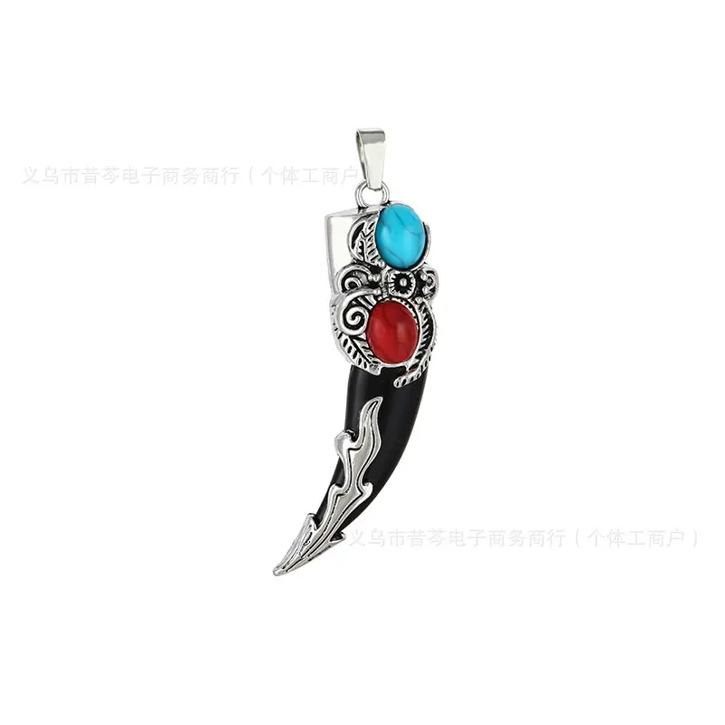 Double Gemstone Black Wolf Teeth