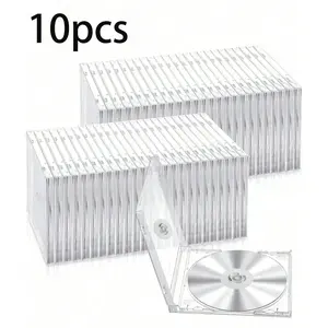 10-Pack Ultra-Thin Lightweight Transparent CD/DVD Cases, Lockable, Single Disc Capacity, Shock-Resistant PP Plastic, Portable Game Storage Bag