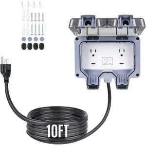 Outdoor Power Outlet 15A 110V with 10/20/33ft Extension Cord IP66 Waterproof, IK08 & UL1363-2018 Certified Outdoor Outlet Extender for Garden Garage Patio (10FT)