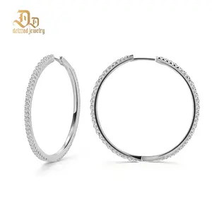 Delzzad Sparkling Serenity Hoops Earrings VVS Synthetic Moissanite Earrings S925/Copper Synthetic Moissanite Earrings Jewelry Perfect Birthday Engagement Anniversary Mother’s Day Christmas Gifts