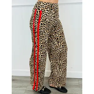 Leopard Love Print Double Red Side Stripe Pants (Reg & Plus)