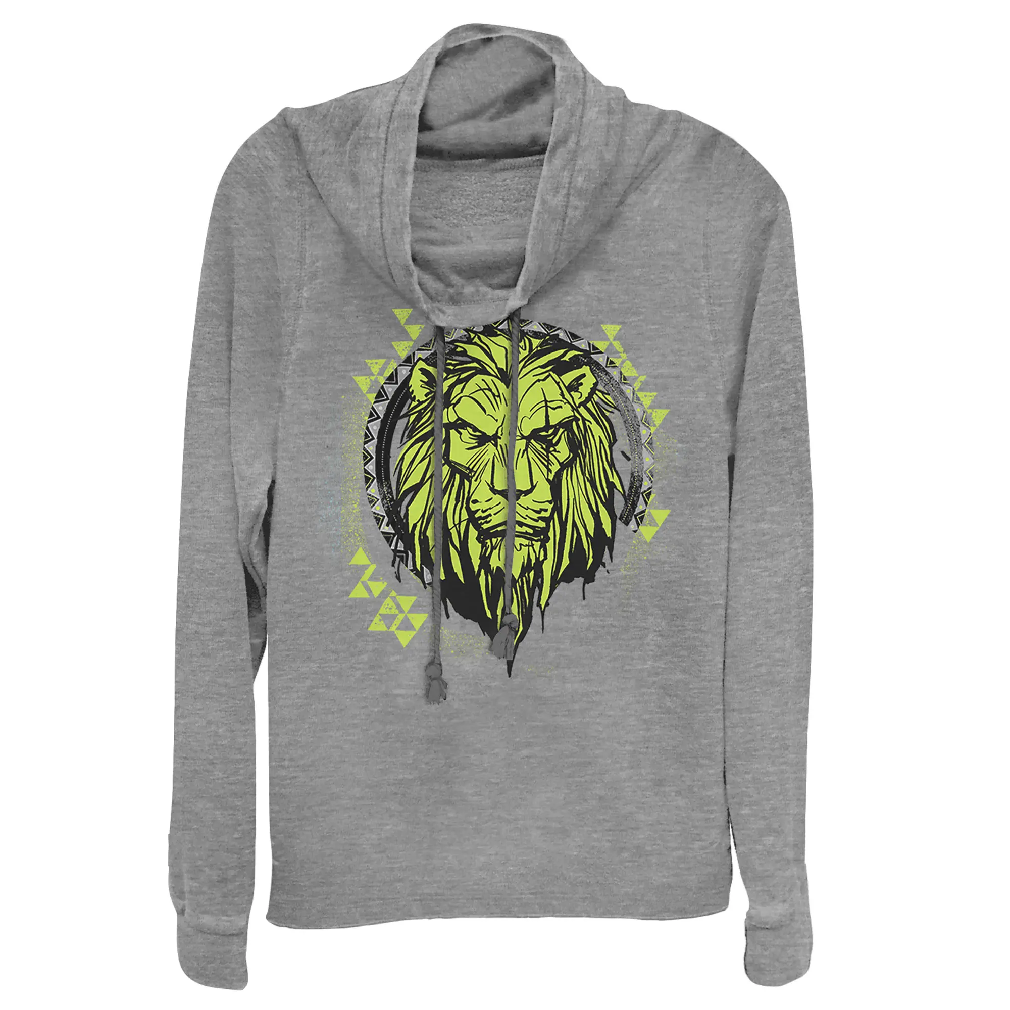 Juniors Womens Lion King Geometric Scar Emblem Cowl Neck Sweatshirt