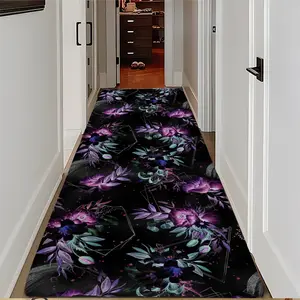 Memory Foam Hallway Runner Rug, Geometric Floral Print, Super Soft Absorbent, Non-Slip, Quick Dry, Home Decor Accessories