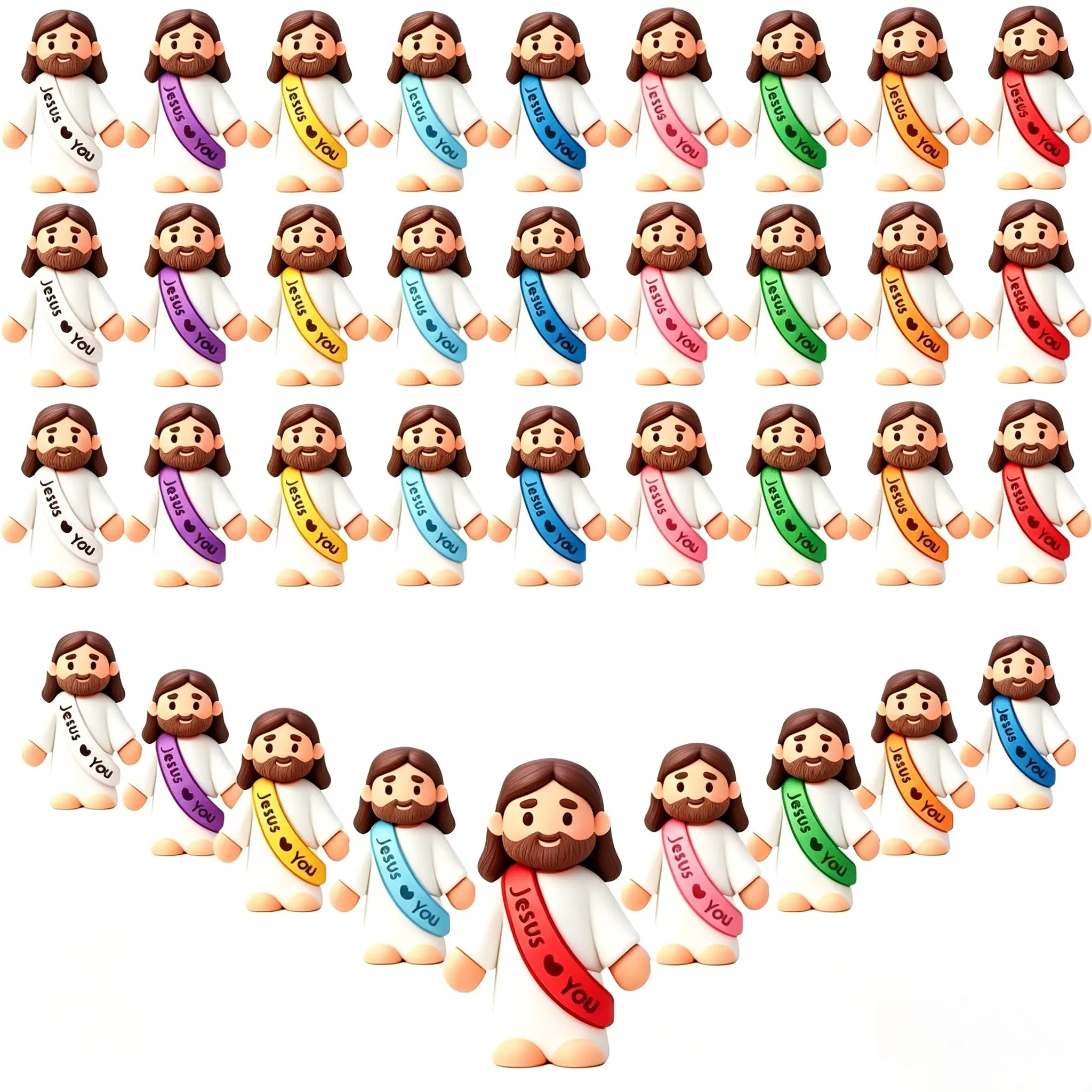 25 Pcs (Random colors) Mini Jesus Figures Original Design Decor Easter Egg Stuffers - Cute Jesus Ornaments Toys to Hide and Seek Tradition Religious Party Favors Sunday School Baptism Gifts Celebrate