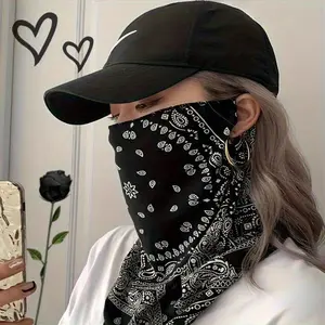 Ice Silk Ear-Hanging Face Mask with Cotton-Silk Fabric, Convertible UPF Protection, Breathable Sunscreen Neck Cover, Elastic Fit for Adults’ Motorcycle Cycling, Unisex All-Season Outdoor Sports Accessory,summervibes
