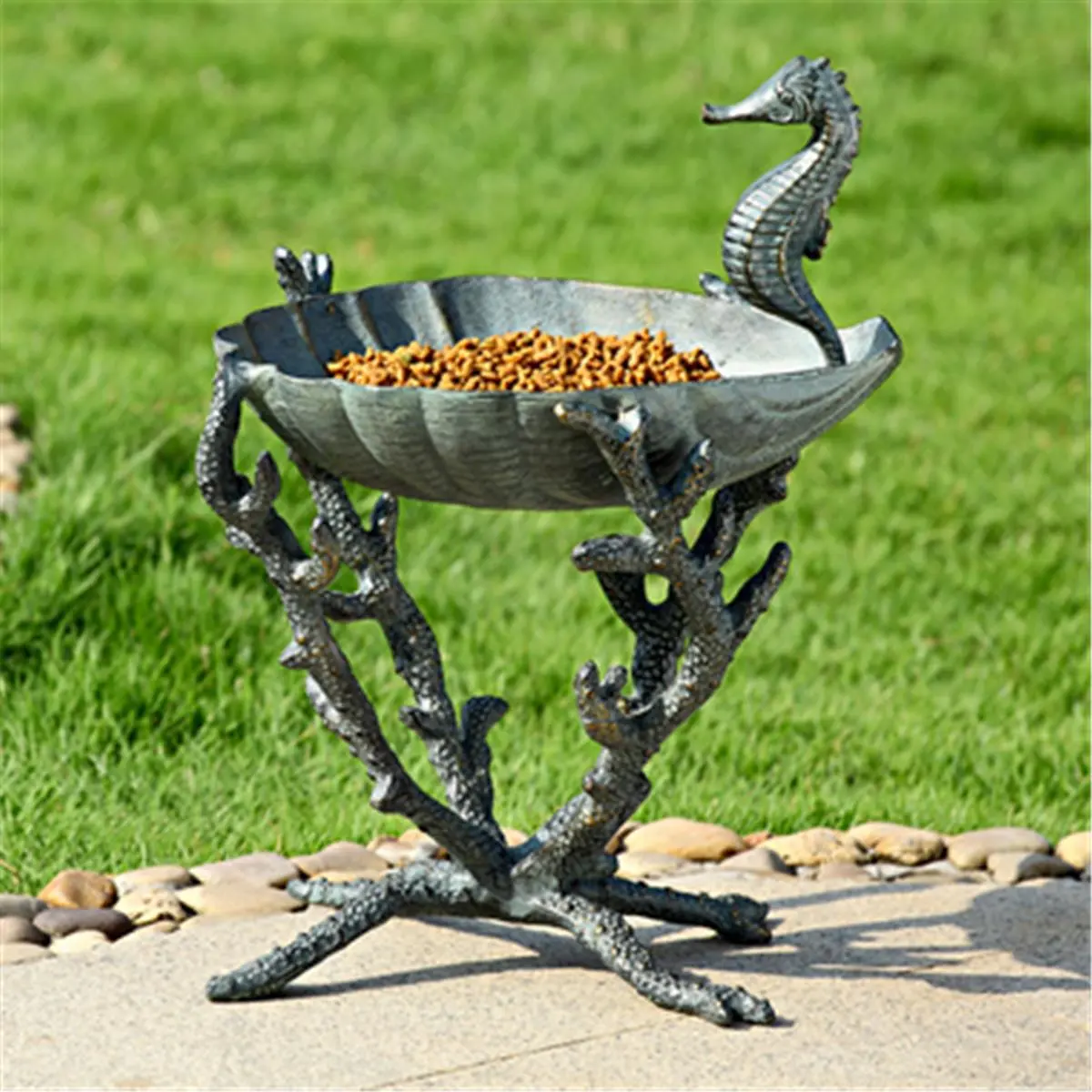 212 MAIN Seahorse 2-in-1 Birdbath-Feeder, Outdoor Pet Care Bird Supplies