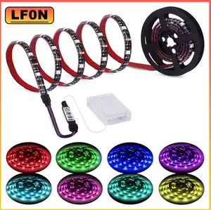2M RGB Led Lights Strip Battery Operated 3 Keys Controller Battery Led Lights Strip IP65 Waterproof Color Changing Led Lights TV DIY LED Tape Lights