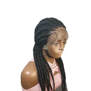 SHELEX Collections Full Lace Rice and Beans All Back Hand Braided Wig with Baby Hair 24 Inches for Stylish Looks