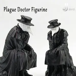 Thinking Pandemic Doctor Model Decoration, Collectible Figure, Home Room Bookshelf Decor, Desktop Ornament, Dark Vintage Style Statue