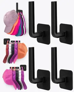 4-Pack Hat Rack for Convenient Storage, Versatile Hat Organizer with Sturdy Adhesive Hooks for Wall-Mounted Cap Display