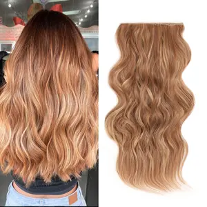 [ Qbeauty Red Shades Collection ]24 Inches Invisible - in Synthetic Hair Extensions Long Wavy 4PCS Thick Hairpieces Double Weft Natural Hair Extensions for Women