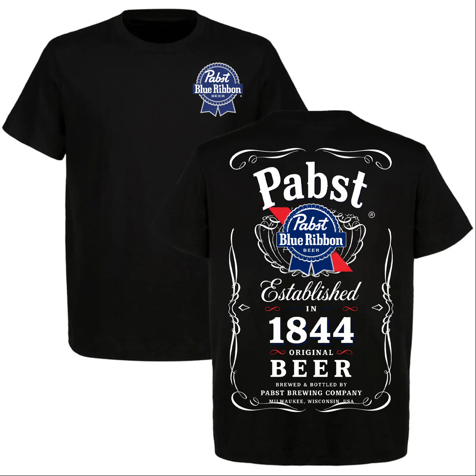 Pabst Blue Ribbon Beer T-Shirt Vintage Brewery Graphic Tee Retro PBR Beer Logo Shirt Gift for Men Women