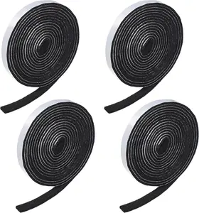 4 Rolls 120 Inch Felt Strip with Adhesive Backing Felt Tapes Furniture Felt Strip Rolls Self Stick Heavy Duty Polyester for Protecting Furniture and DIY Adhesive (Black, 0.5 Inch)
