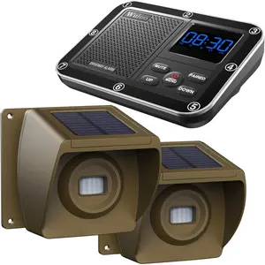 Solar Driveway   Outside 1800ft Range, Outdoor Motion Sensor & Detector Driveway Alert System with Rechargeable /Weatherproof/Mute Mode(1&2-Brown)
