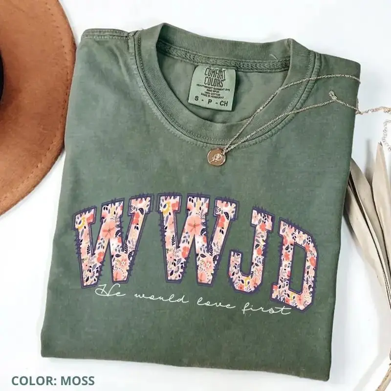 Comfort Colors WWJD Shirt, Christian Tee, Religious Gift, Walk Like Jesus TShirt, Bible Verse Faith Top, Women's Casual Short Sleeve Tee