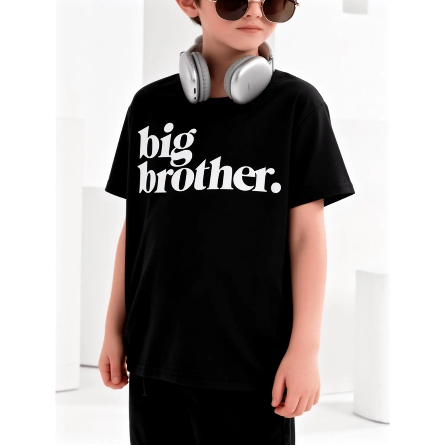 "Big Brother" T-Shirt - Pink Casual Short Sleeve Tee with Bold Letter Print, Soft & Comfortable Fabric for Casual Attire, Summer Tshirt | Bold Letter Print | Comfortable Fit, Big Brother Shirt