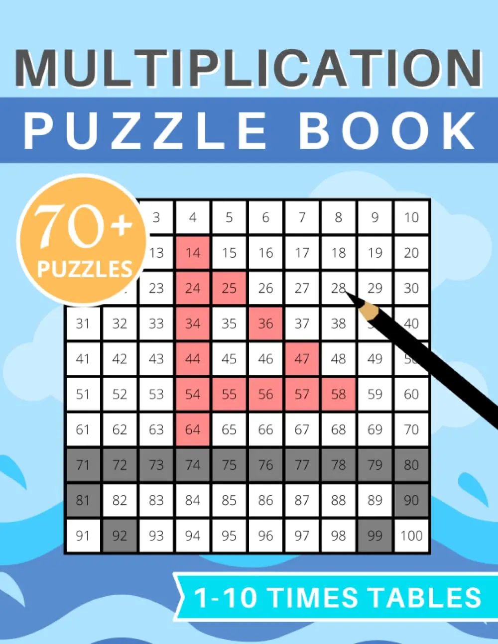 Multiplication Fun Practice Book: 1 – 10 times tables workbook. Solve math equations and color in the answers to reveal the hidden picture.