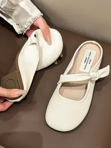 Women's Soft Sole Half Slipper Sandals, Summer New One-Step Sweet Flat Shoes, Versatile Pregnancy Cool Slippers, Lazy Women's Flats