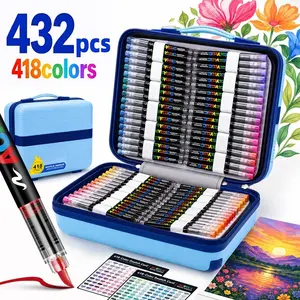 432pcs Acrylic Paint Marker Set, 418 Colors, Long-Lasting Vibrant Ink, Includes Carrying Case, Ideal for Artists & Gifting