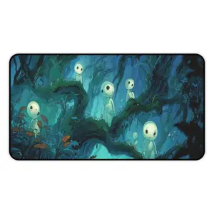 [Sale off up to 65%][Free Ship] Anime Forest Spirit Desk Mat, Anime Mouse Pad XL, Cute Desk Pad For Keyboard, Cozy Desk Setup Aesthetic, Gift For Otaku, Study Desk Decor