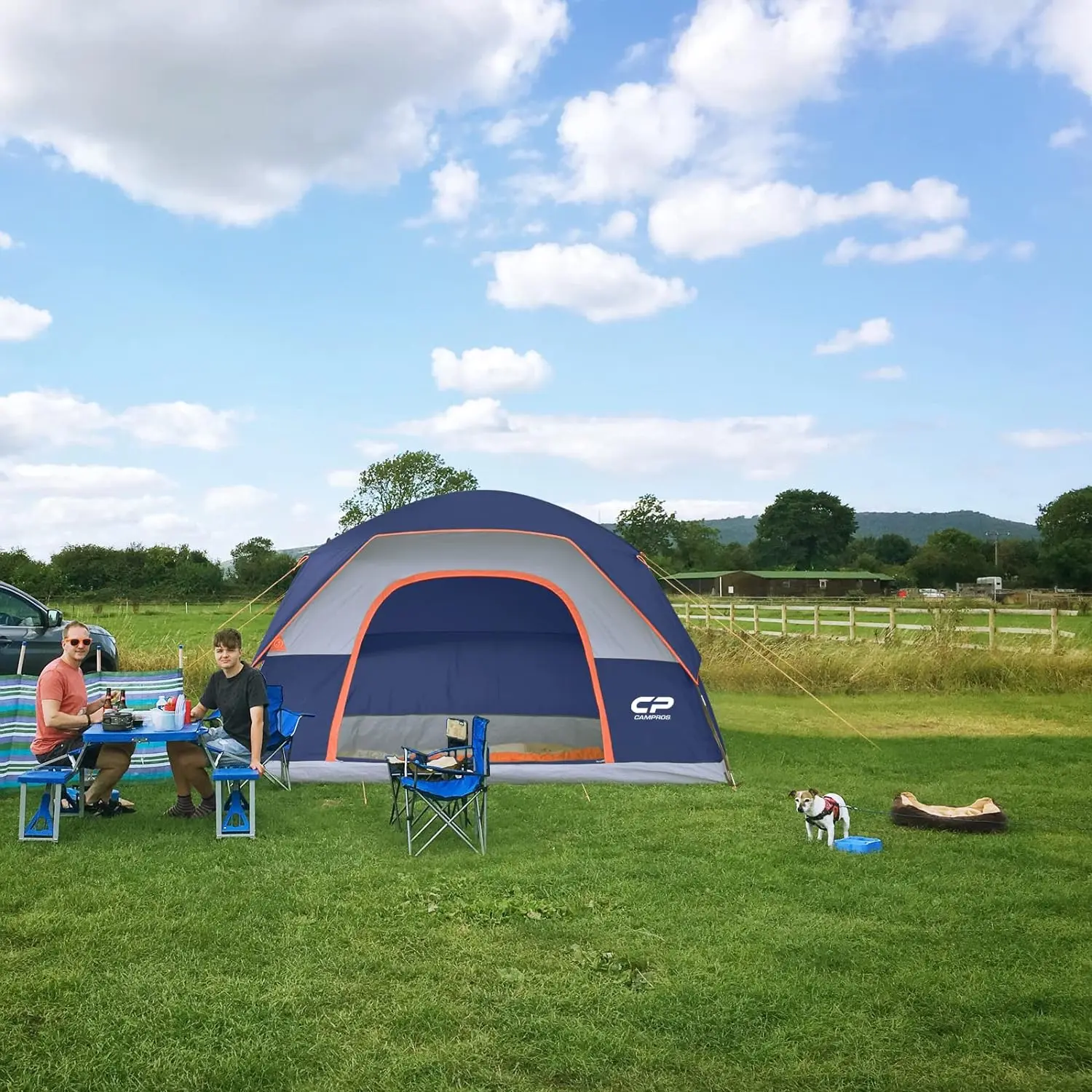 CAMPROS CP Tent 6 Person Camping Tents, Waterproof Windproof Family Dome Tent with Rainfly, Large Mesh Windows, Wider Door, Easy Setup, Portable with Carry Bag