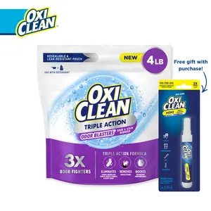 OxiClean Triple Action Odor Blasters Odor and Stain Remover Powder, To Use with Detergent, 4 lbs