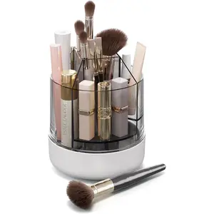 360° Rotating Makeup Organizer, 5 Compartments Makeup Brush Holder, Cosmetic for Lipsticks, Nail Polish, Makeup Organizer Countertop for, Desktop &